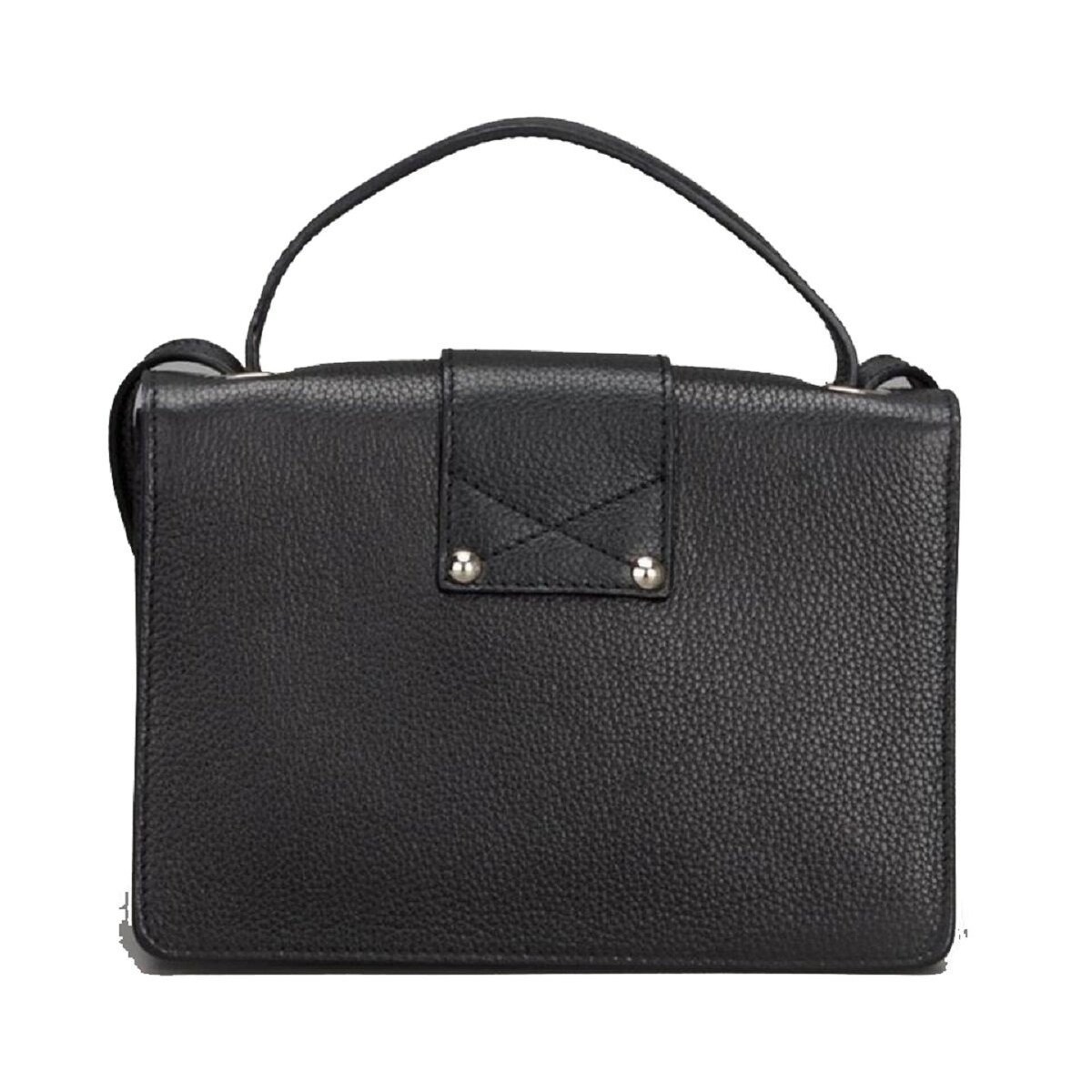 Shop Jimmy Choo Black Grainy Calf Leather Cross Body Bag Silver