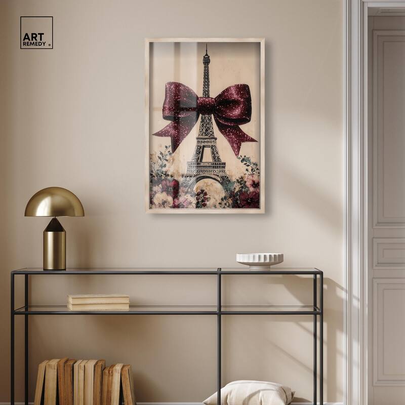Sparkling Bow Eiffel Tower Shadowbox by Art Remedy