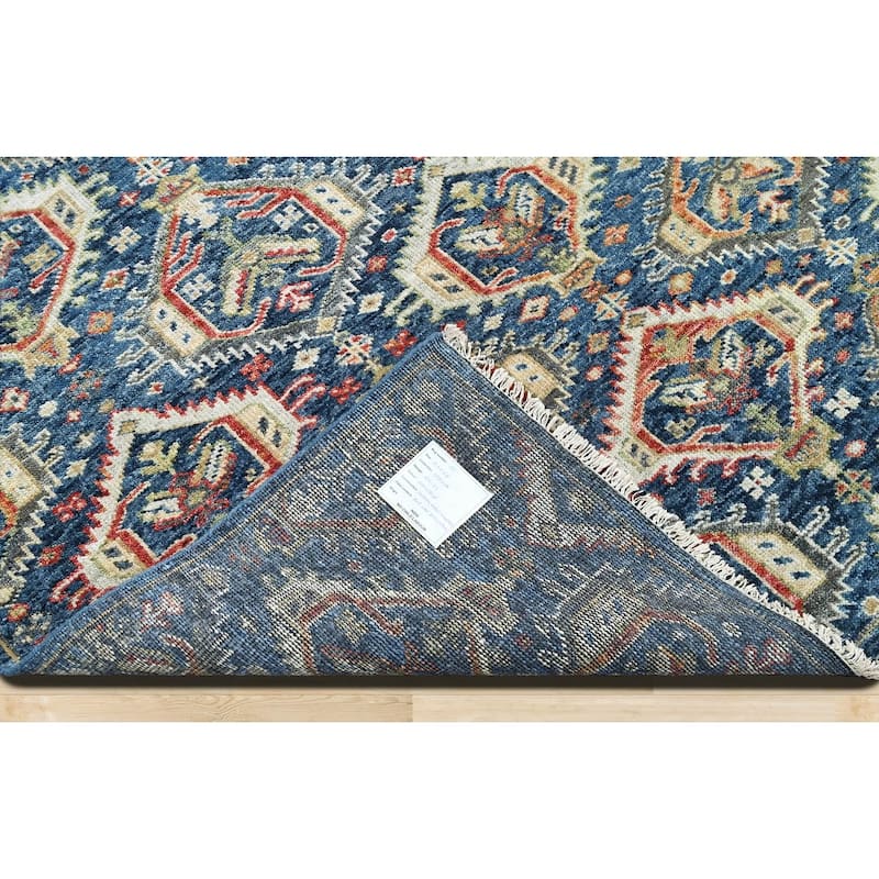 Hand Knotted Transitional Navy Wool Oriental Rug Turkish Oushak - 8' x 9' 11''