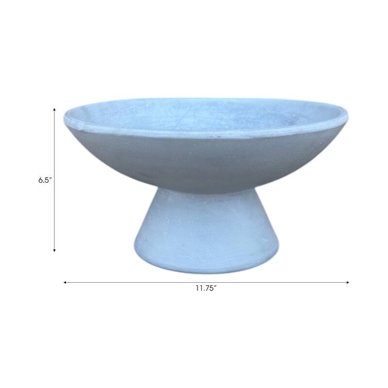Pottery Terracotta Bowl Pedestal Base Modern Casual Decor - 7" Blue - 11.75" x 11.75" x 6.5"