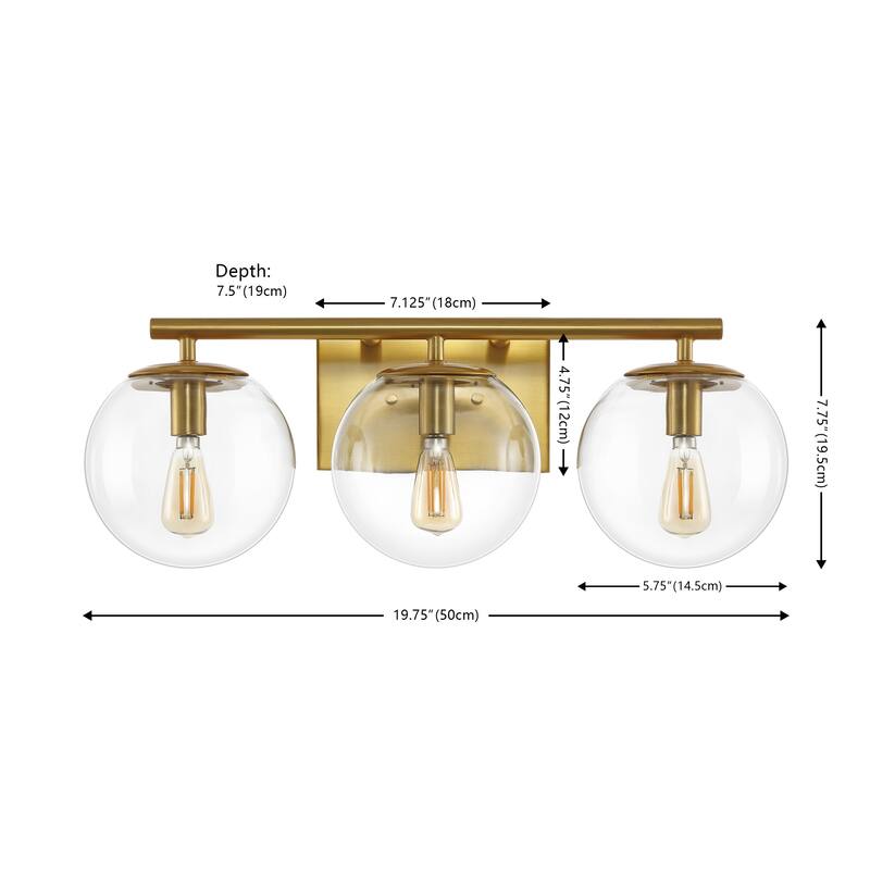 SAFAVIEH Lighting Tallina 3-Light 20-inch Glass Orb Wall Sconce (LED Bulbs Included) - 7.5 In. W x 20 In. D x 7.8 In. H