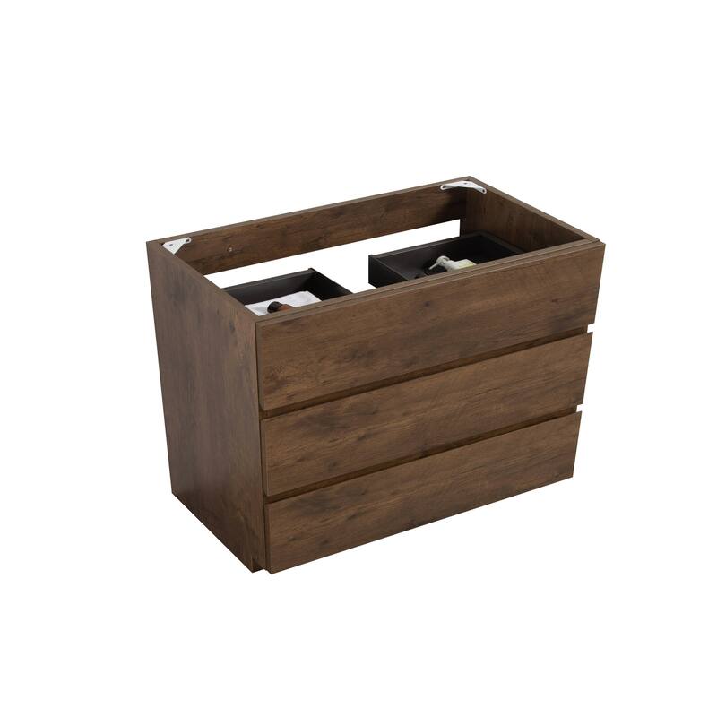 GDFStudio - Alice Gray Freestanding Bathroom Cabinet with Three Soft-Close Drawers, Pre-Assembled, No Basin