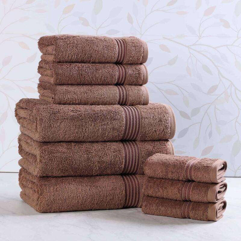 Superior Heritage Egyptian Cotton Absorbent 9-Piece Towel Set - Mocha