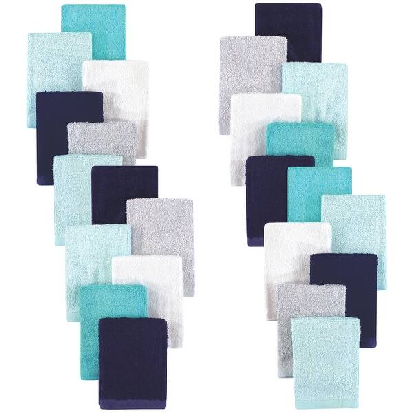 slide 1 of 1, Hudson Baby Infant Boy 24Pc Rayon from Bamboo Woven Washcloths, Navy Teal, One Size - Navy Teal - One Size One Size - Navy Teal