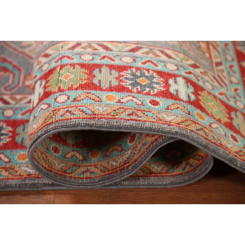 Grey Traditional Kazak Oriental Area Rug Handmade Wool Carpet - 4'0"x 6'0"