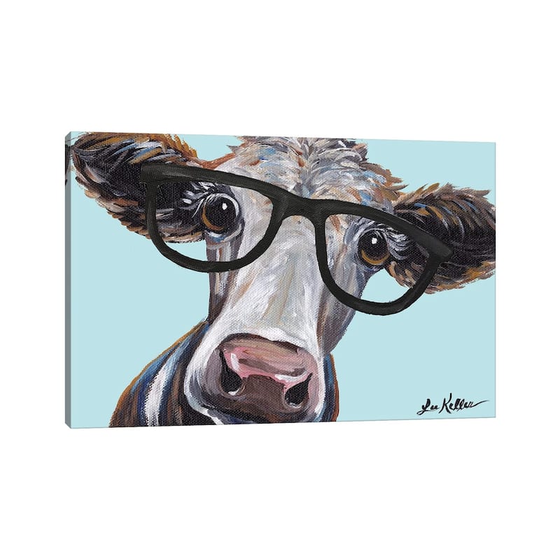 iCanvas "Cora The Cow With Glasses" by Hippie Hound Studios Canvas Print