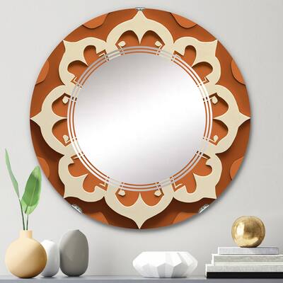 Designart 'Moroccoan Tiles In Earth Tones I' Printed Abstract Tile Wall Mirror