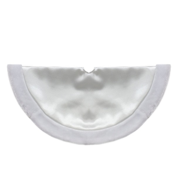 slide 2 of 4, Mini Satin Christmas Tree Skirt with Faux Fur - 20" - White