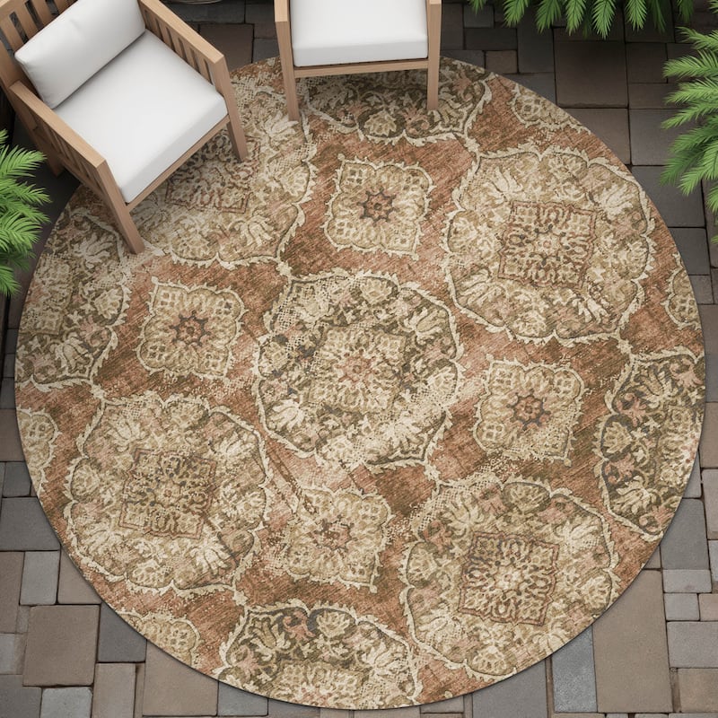 Machine Washable Indoor/Outdoor Farmhouse Jo Chantille Rug - Paprika - 8' x 8'