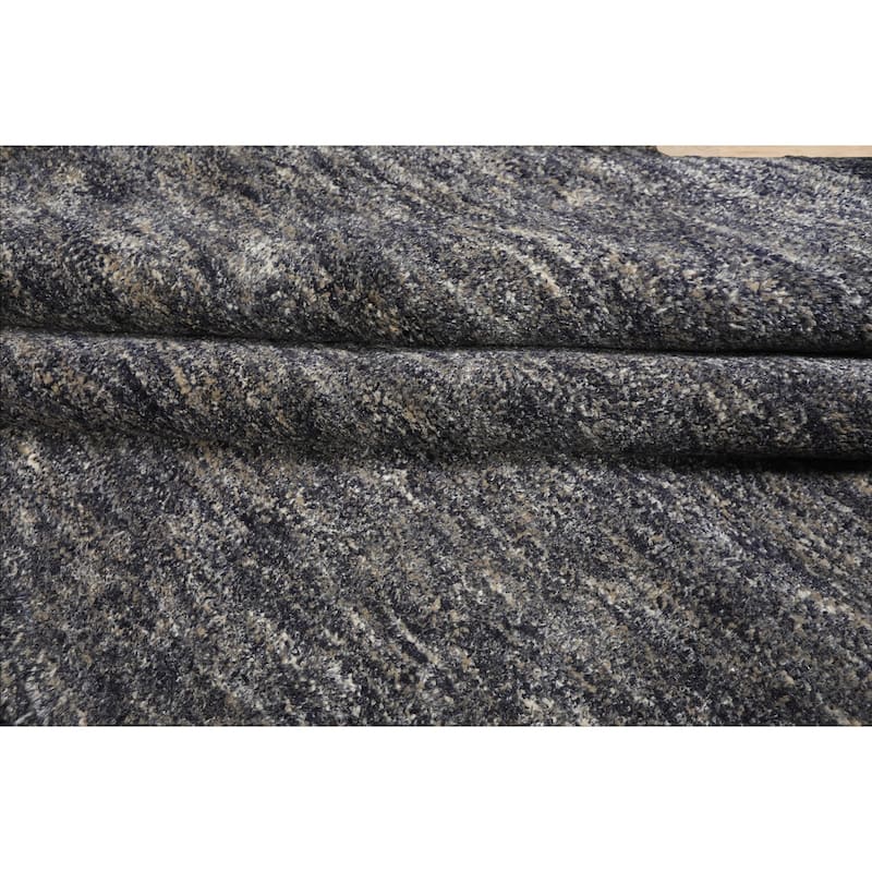 10x14 Tibetano Hand Knotted Wool & Bamboo Silk Grey Tibetan Modern Plush Pile Rug - 10' x 14'