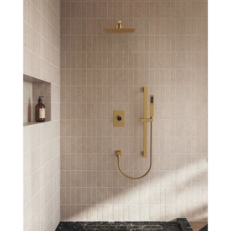 Slide Bar High-Pressure Balancing Shower System 10" Rainfall Shower Head with Handheld Shower