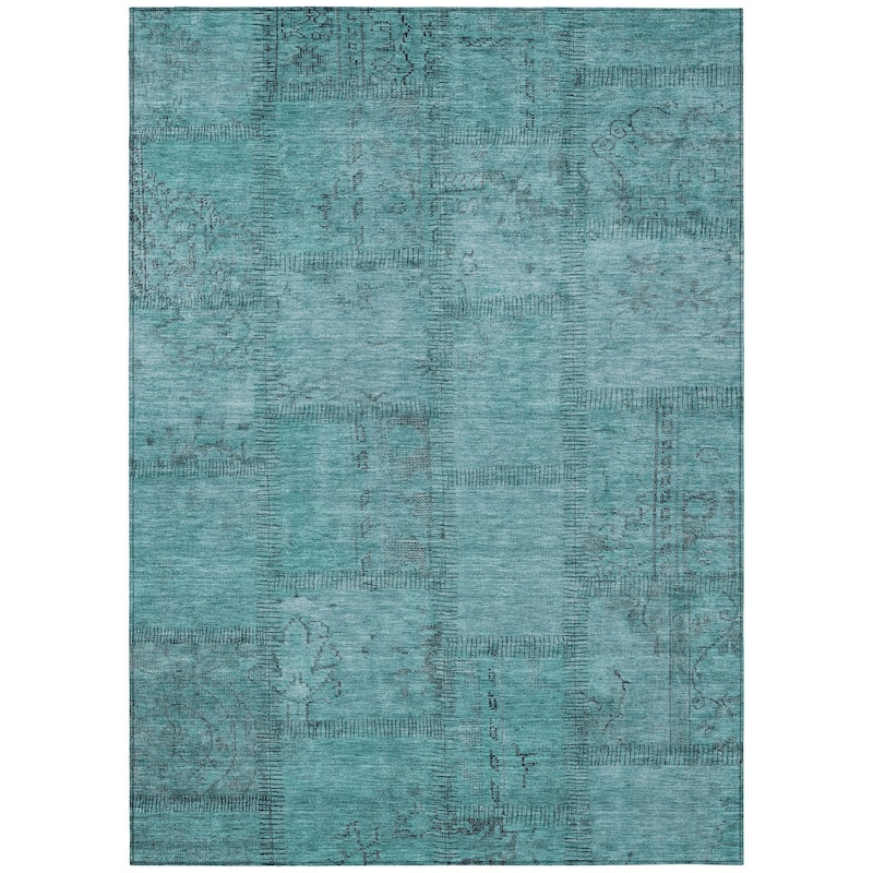 HomeRoots Patchwork Transitional Rectangle Outdoor Rug - 9' X 12'
