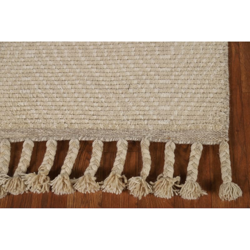 Beige Geometric Moroccan Oriental Rug Hand-Knotted Foyer Wool Carpet - 2'0"x 3'0"