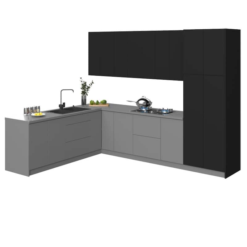 Kitchen Harmony Collection Gray & Black Color Base Size 8x10Ft Wide - 126x96 - Black