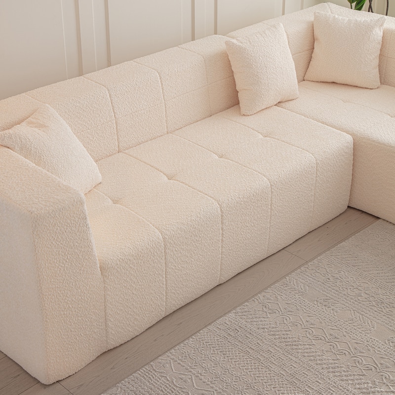 L-Shaped Modular Deep Seat Cloud Sofa Floor Sectional Couch
