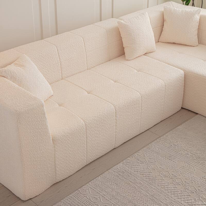 105.5" Modular L-Shaped Sectional Floor Couch, Deep Seat Tufted Comfy Sofa set with Chaise for Living Room