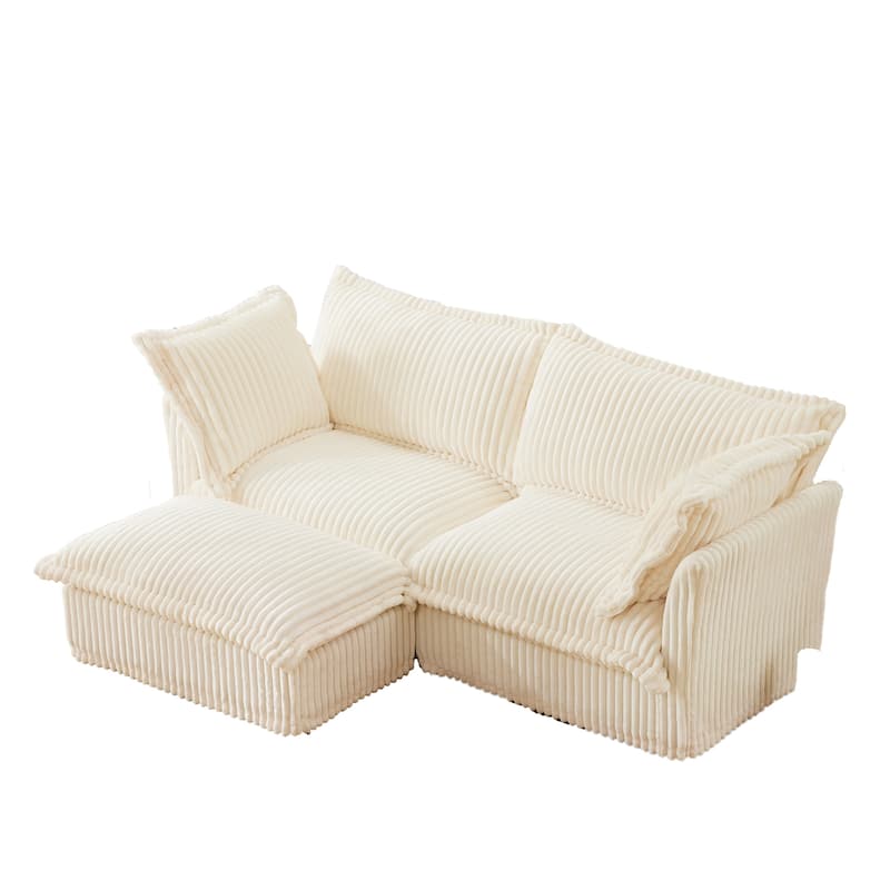 83" Corduroy Upholstered Loveseat with Armrests and Removable Cover