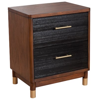 Alpine Furniture Belham 2 Drawer Wood Nightstand, Dark Walnut (Brown)
