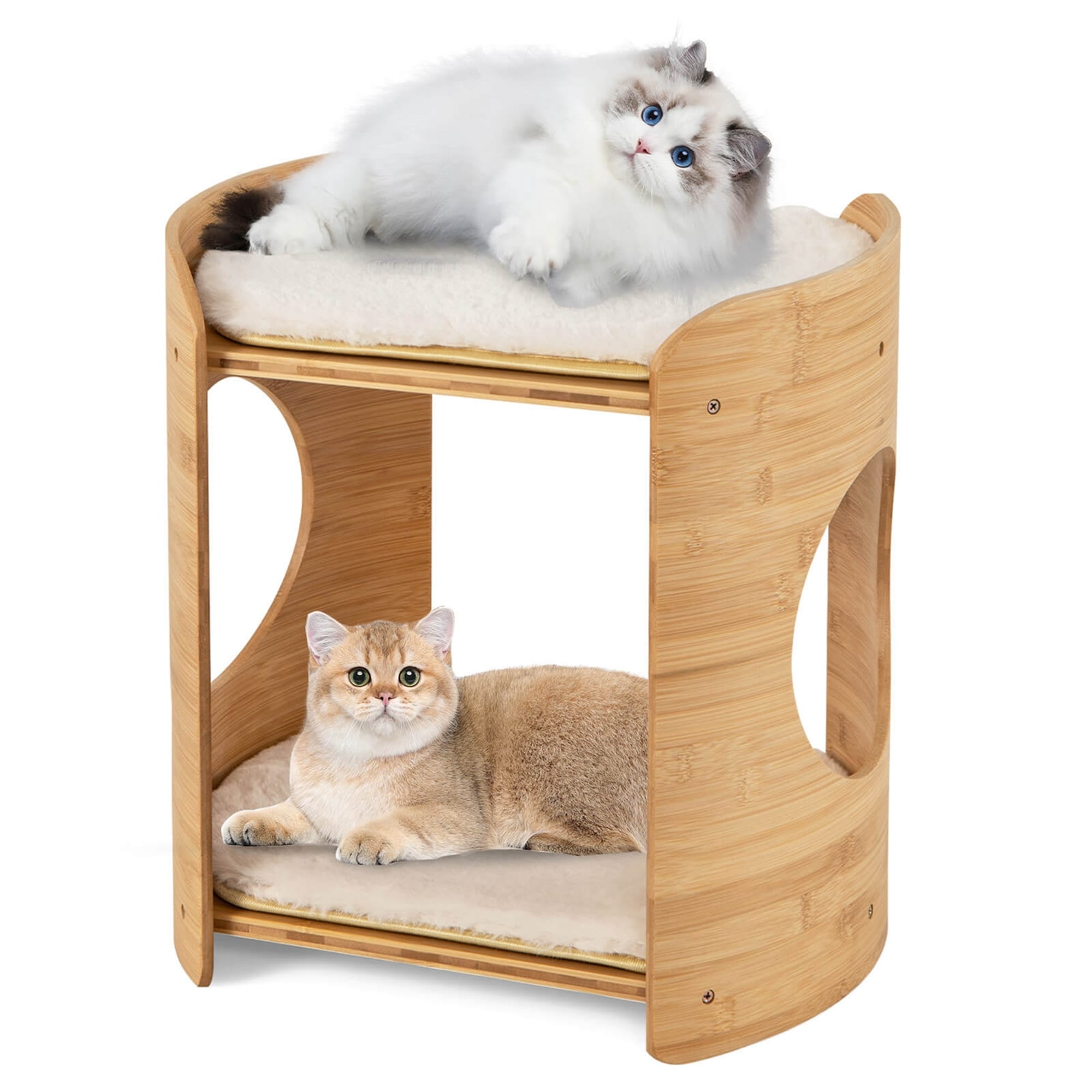 Costway 2-tier Cat Tower for Indoor Cats with Double Beds Removable &