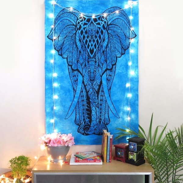 Psychedelic Mandala Elephant Printed Cotton Yoga Poster Tapestry Wall Decorative Psychedelic Mandala Elephant Printed Cotton Yoga Poster Tapestry Wall Decorative