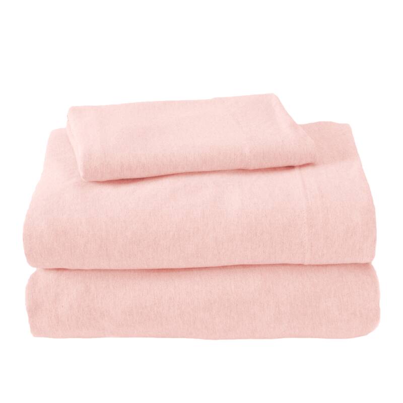 Premium Heathered Melange T-Shirt Jersey Knit Sheet Set - California King - Rose Quartz