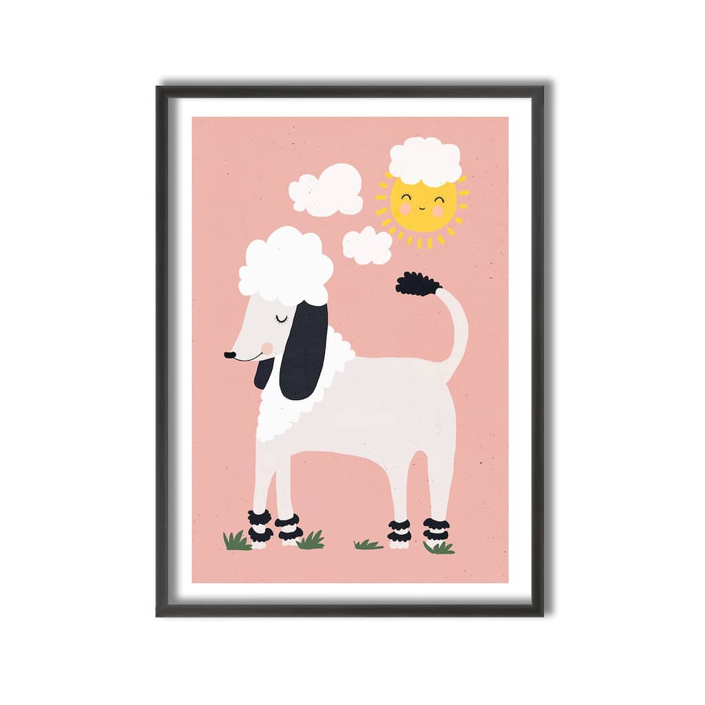 Kids Framed Art Print Happy Poodle by Treechild - Multi-Color