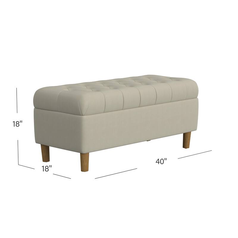 HomePop Button Tufted Top Storage Bench with Wood Legs