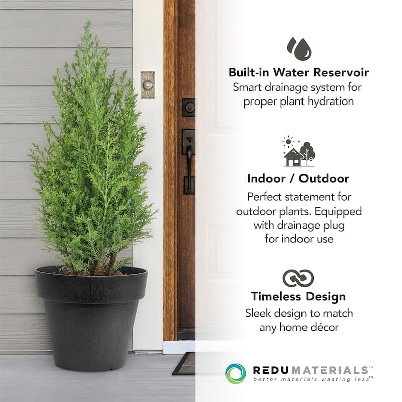 Tierra Verde Baritone Planter, Indoor Outdoor Self Watering Pot, 18"W x 16"H