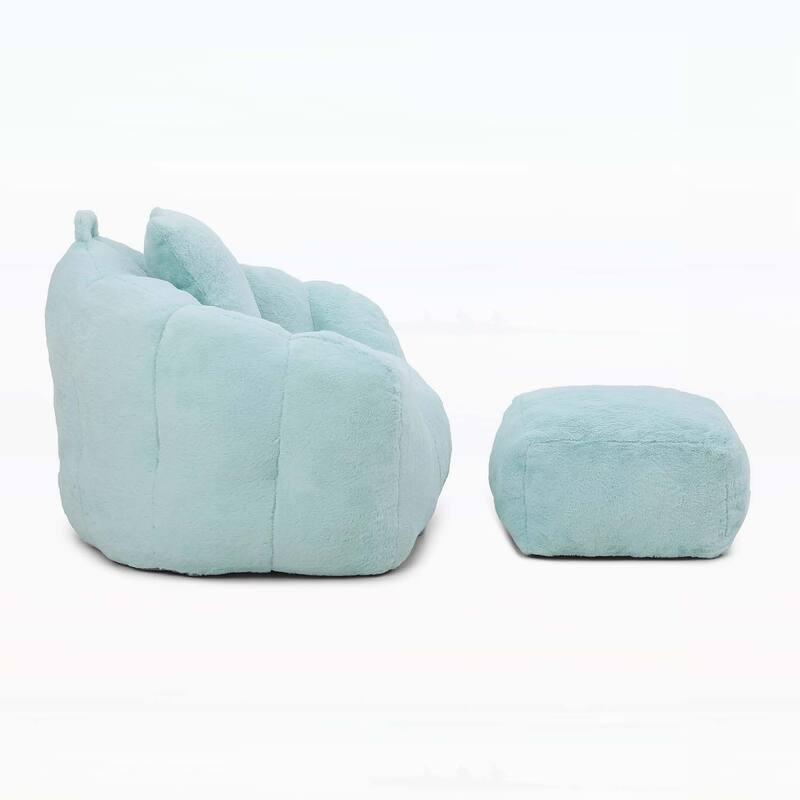 Shell-Shaped Bean Bag Chair with Footstool,Perfect for Gaming and Reading