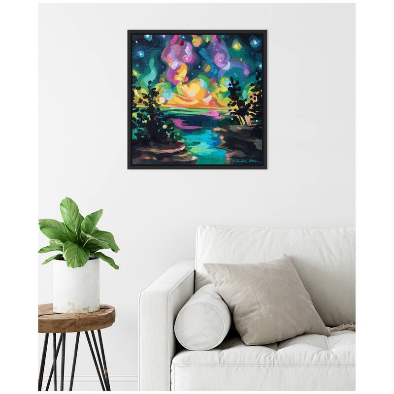 Kate and Laurel Sylvie Starry Night in Door County Framed Canvas by Rachel Christopoulos