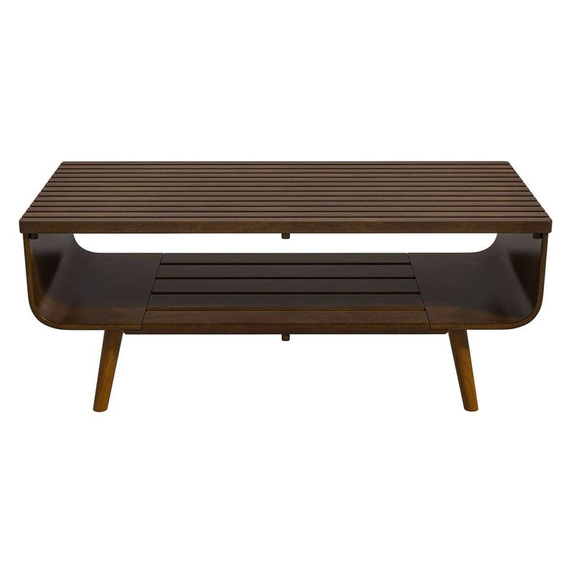 GDFStudio - Alice Modern Solid Wood Coffee Table with Slatted Storage Compartment - 44"