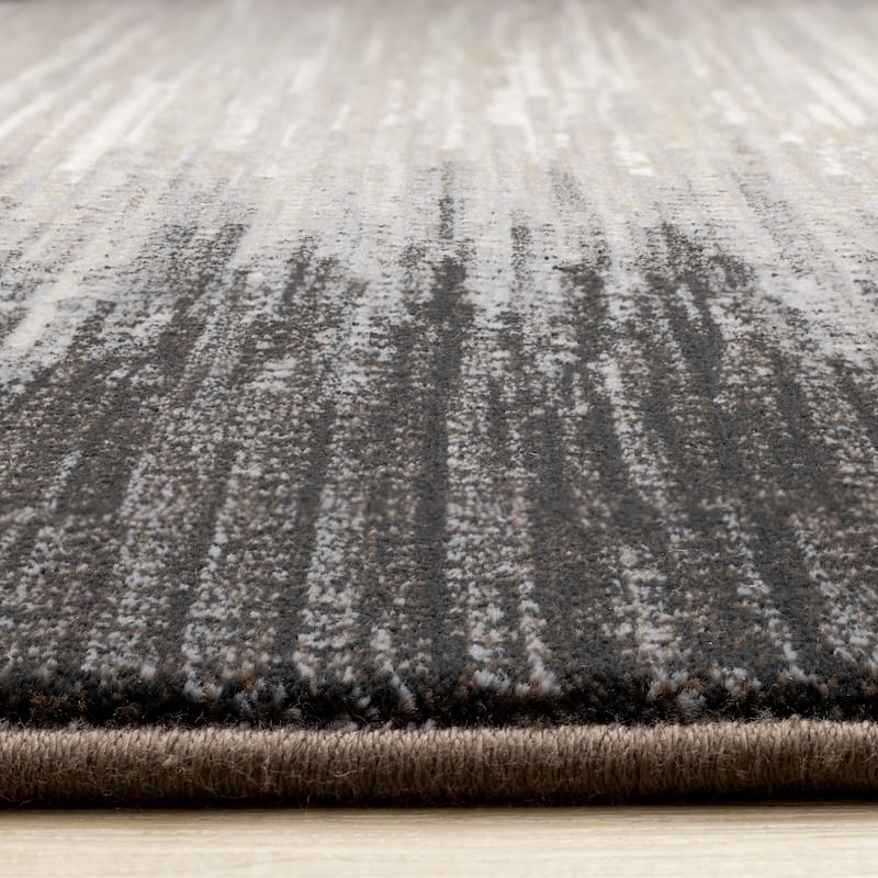 Amelia Collection - Dense Black Beige Border Area Rug