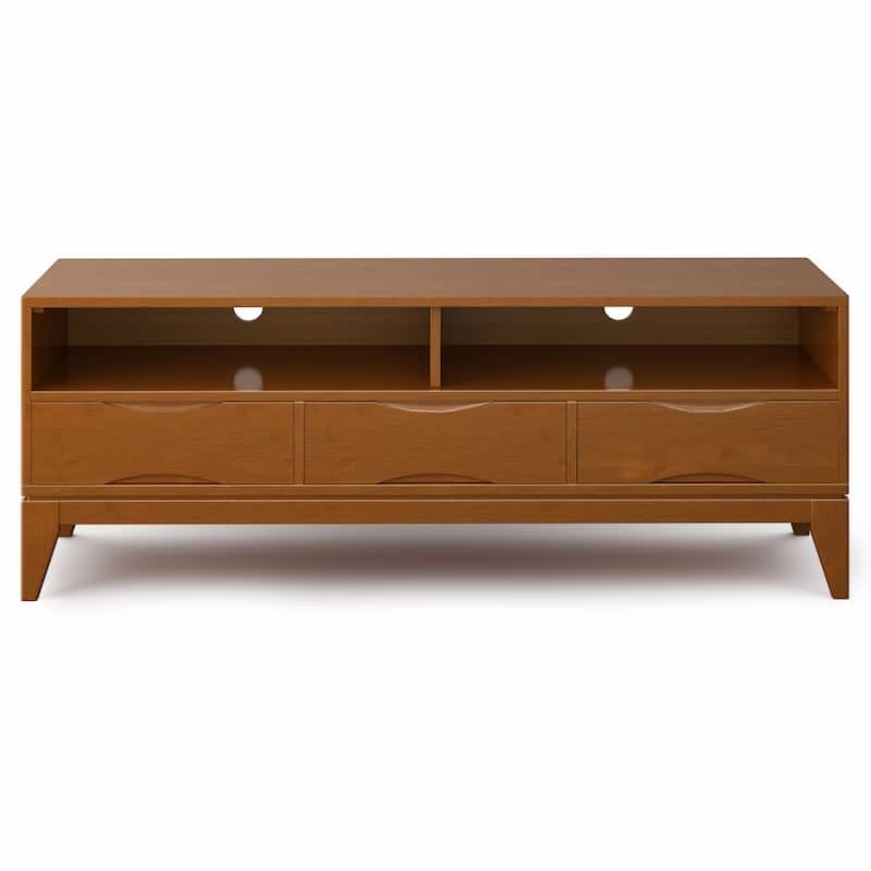 WYNDENHALL Pearson SOLID HARDWOOD 60 inch Wide Mid Century Modern TV Media Stand For TVs upto 65 inches - 60"w x 19"d x 22" h