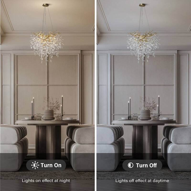 Modern Round Branch Crystal Chandelier, 600-1200mm Diameter, Marquise Cut Crystal Pendant Light