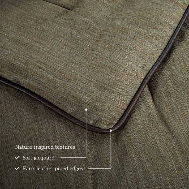 Paseo Road Highland Lodge Olive Brown Rustic Bedding 5 Piece Comforter Set with Bed Skirt, Shams, & Accent Pillow