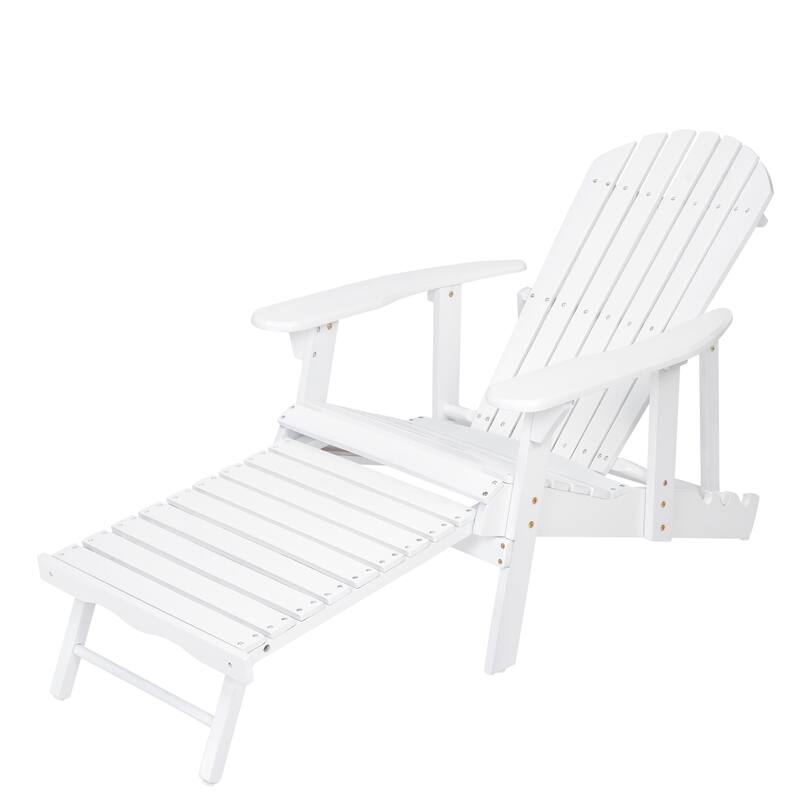 Rustic Acacia Wood Foldable Adirondack Chairs with Footrest