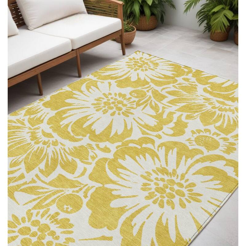 Allune Lush Floral Weather Resistant Blended Style Outdoor Rug - 5' X 8' - Multi