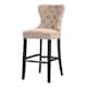 Carter 29" Wingback Tufted Nailhead Bar Stool with Black Finished Legs - Taupe
