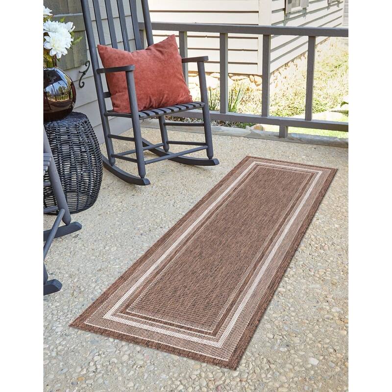 Outdoor Dimension Collection Area Rug - Brown - 2'7"x10'