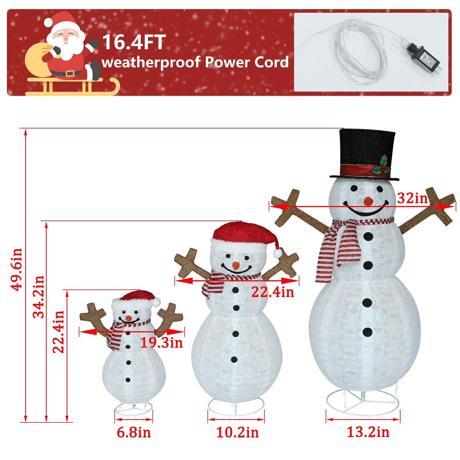 VEIKOUS 4 ft. Warm White LED Snowman Family Christmas Holiday Yard