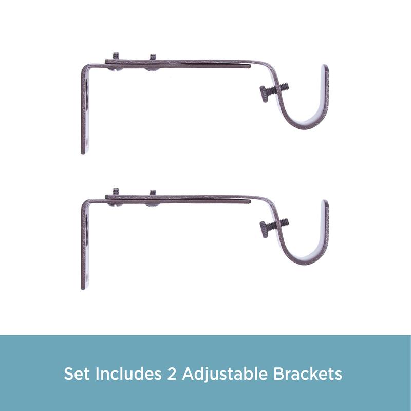 Kenney® 3/4" Adjustable 4.5-6.125" Curtain Rod Mounting Brackets, Set of 2, Black