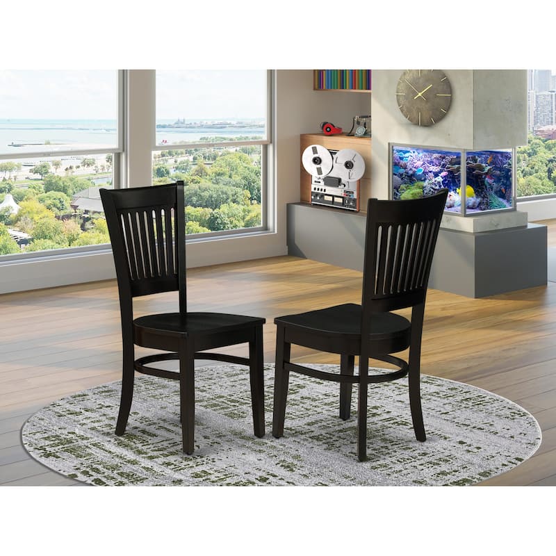 East West Furniture Vancouver Dining Room Chairs - Dining Chairs, Set of 2,(Finish & Seat Type Options) - VAC-BLK-W
