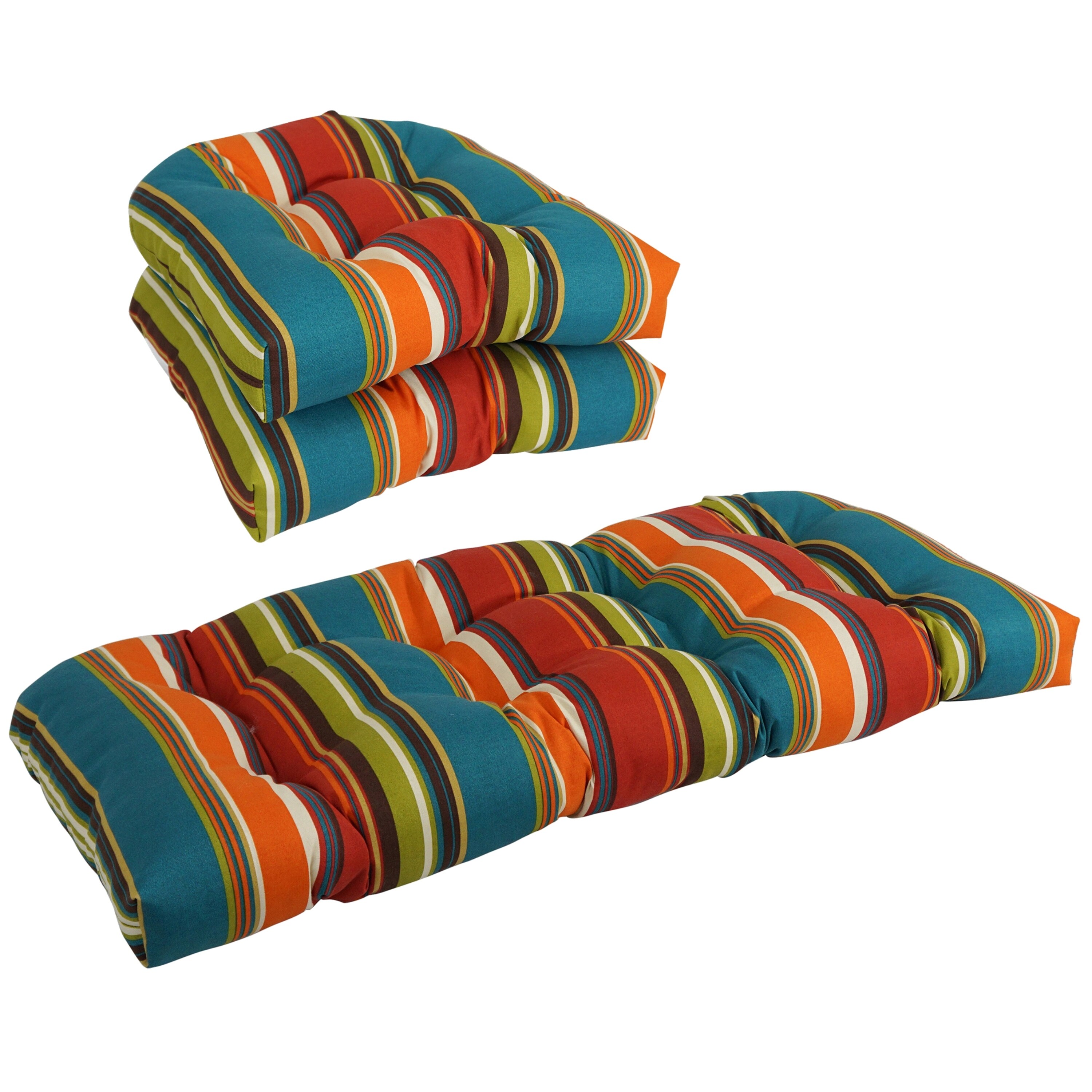 Rounded Back Tufted Indoor Outdoor Settee Cushion Set Set eBay