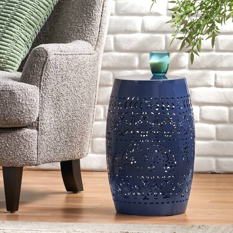 Side Table, Lace Cut Metal End Table for Outdoor & Indoor Use