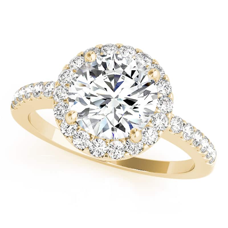 Auriya 14k Yellow Gold Lab Grown Round Diamond Halo Engagement Ring 0.50 to 5.00 ct. tw. (F-G VS) - 2.50 ct. center - 6.5