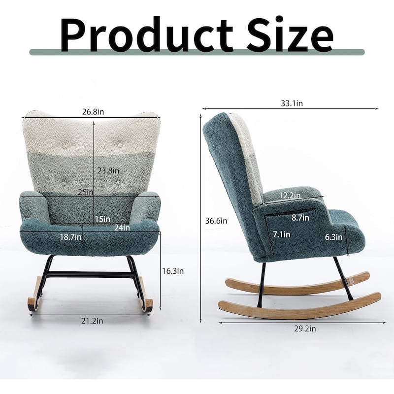 Rocking Chair Upholstered Glider Rocker Rocking Accent Chair Padded Seat with High Backrest Armchair