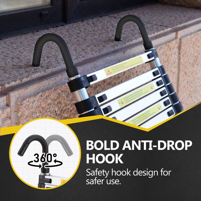 8.5FT Telescopic Ladder with Hooks and Triangular Support Frame