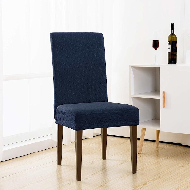 Enova Home Rhombus Jacquard Stretchy Universal Dining Chair Slipcovers Set of 4