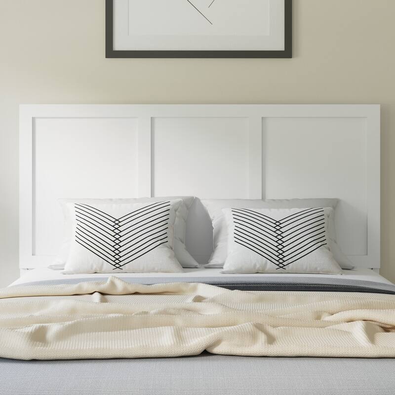 Contemporary Paneled Wooden Headboard Only