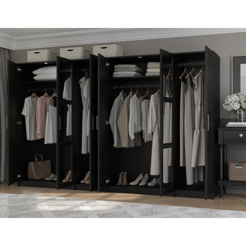 Palace Imports 100% Solid Wood Urban 6-Door Wardrobe with Solid and Mirrored Doors